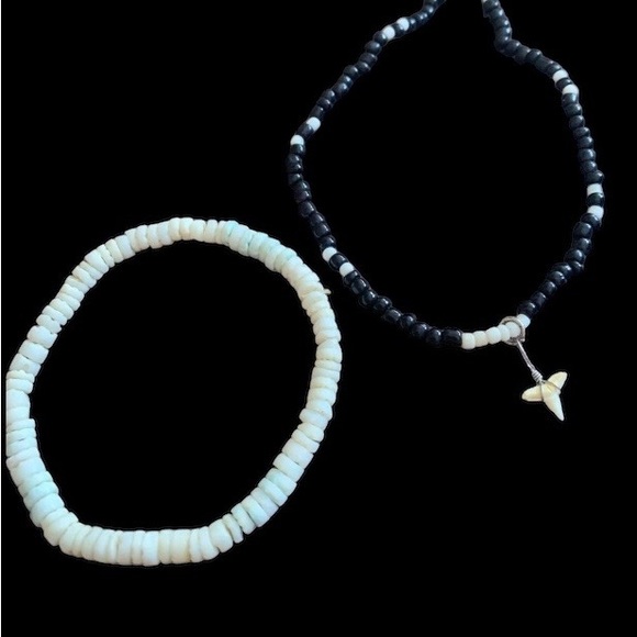 Shark Tooth Necklace & Shell Bracelet Set Beach Surfer Unisex Jewelry - Picture 4 of 8